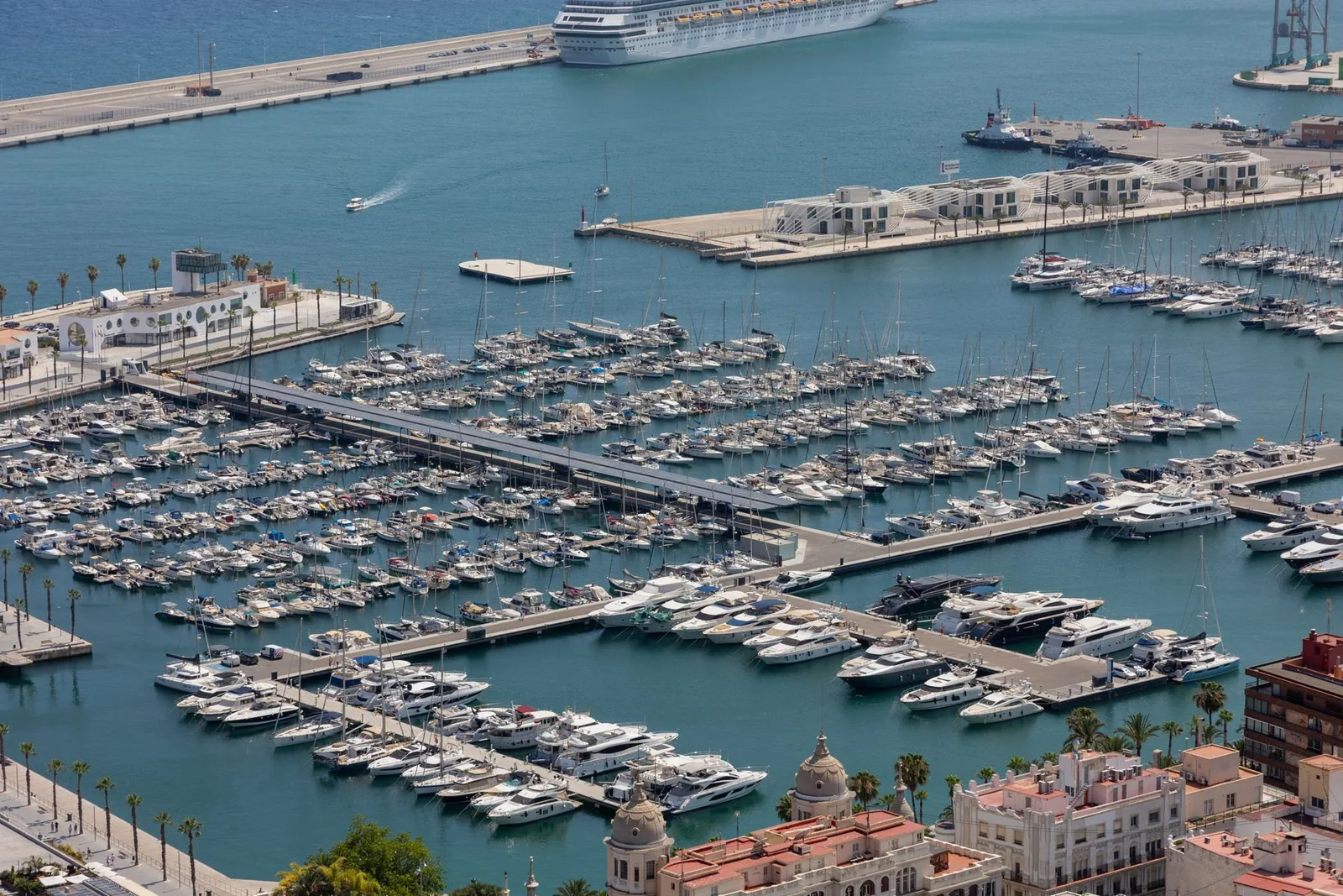 Aerial view of the marina and the yard